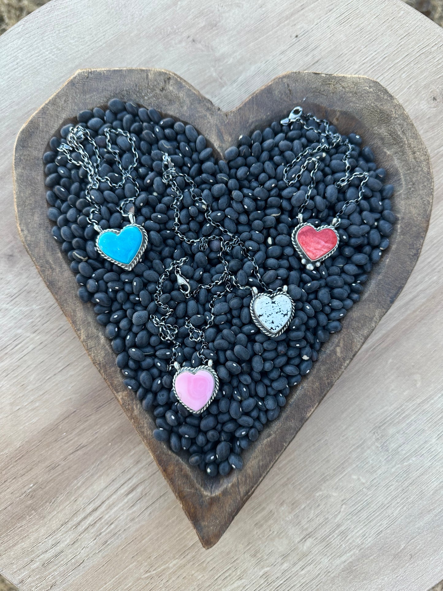 White Buffalo Heart Necklace
