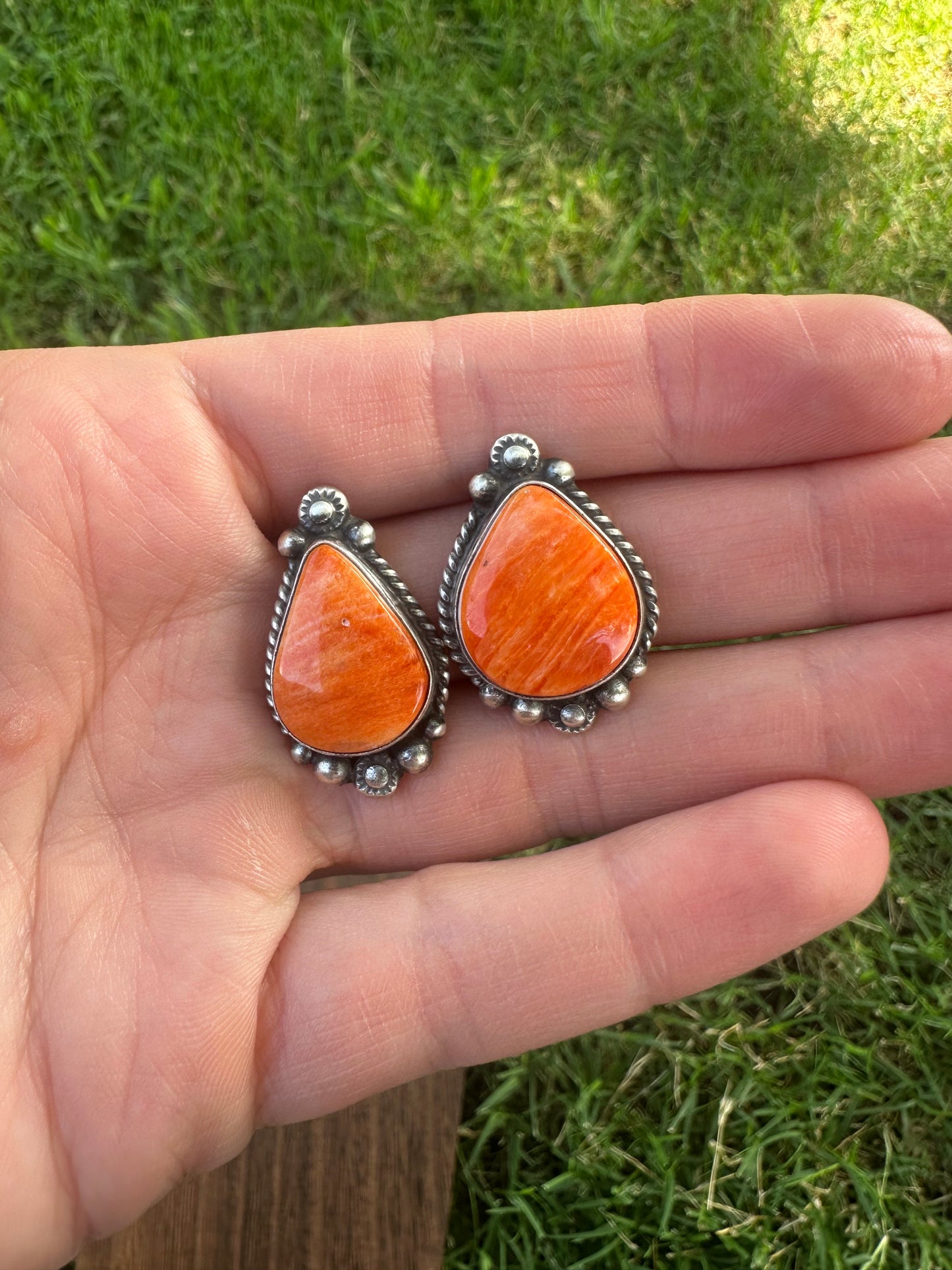 Orange Spiny Oyster Earrings