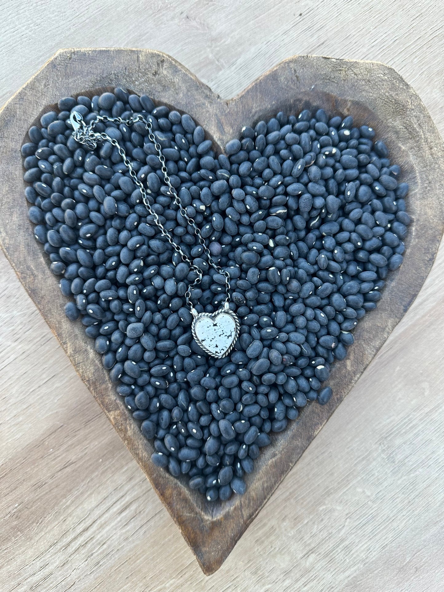White Buffalo Heart Necklace