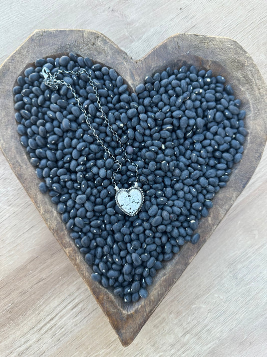 White Buffalo Heart Necklace