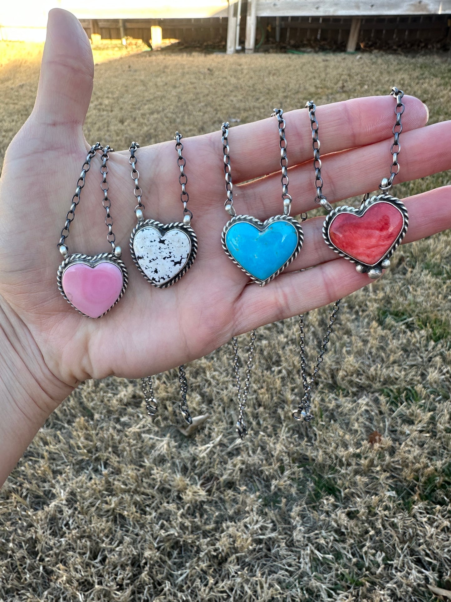 White Buffalo Heart Necklace