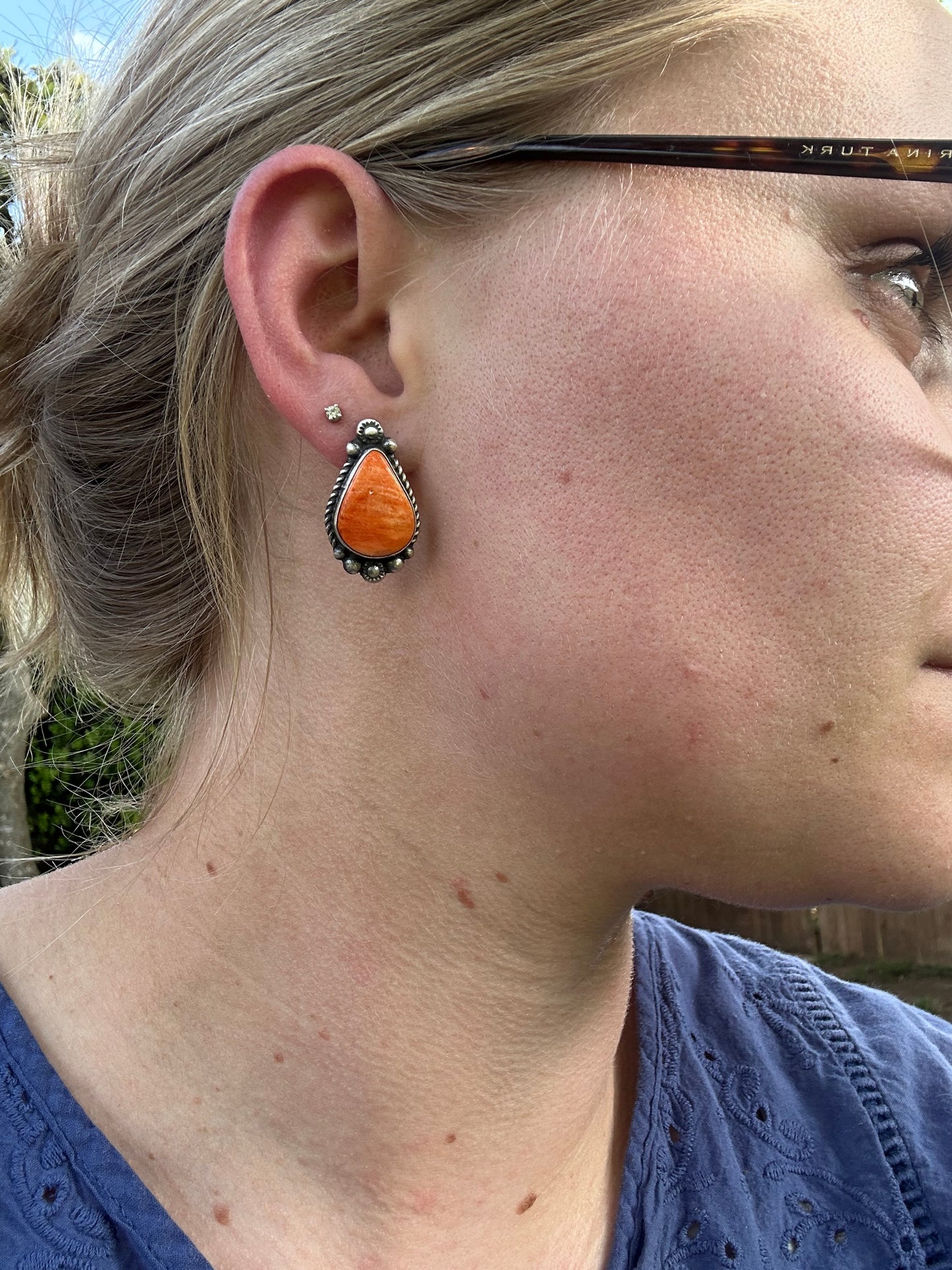 Orange Spiny Oyster Earrings